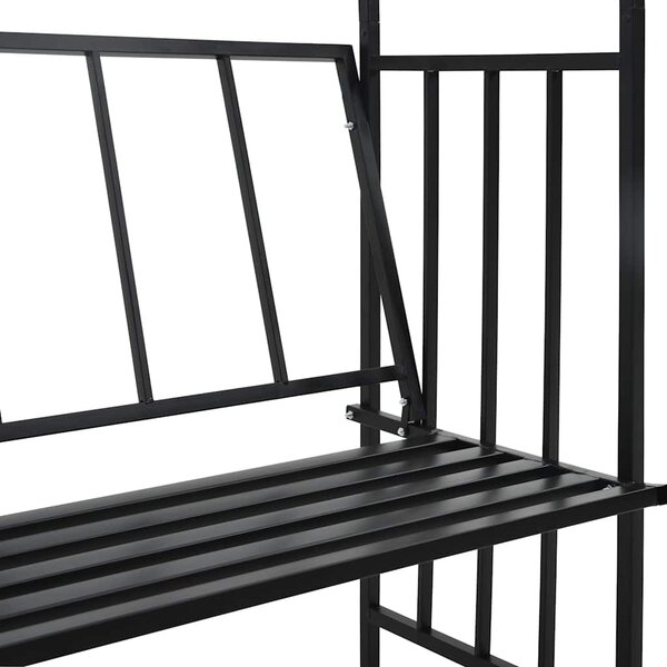 Fekete vas kerti boltív paddal 128 x 50 x 207 cm