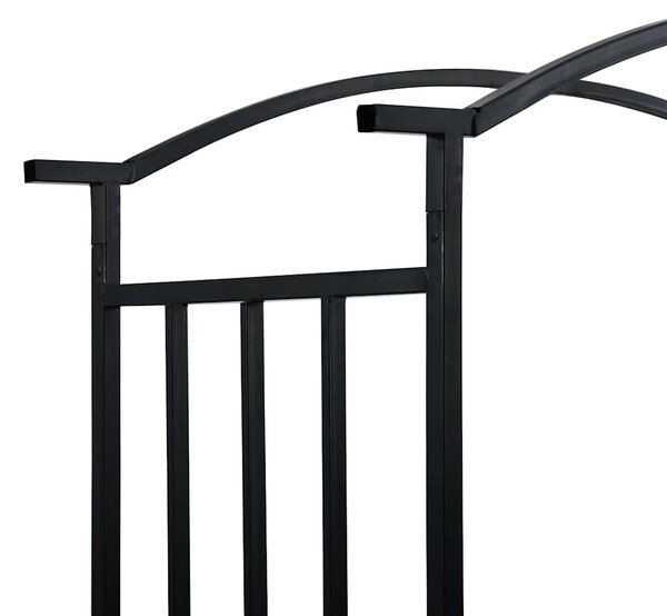 Fekete vas kerti boltív paddal 128 x 50 x 207 cm