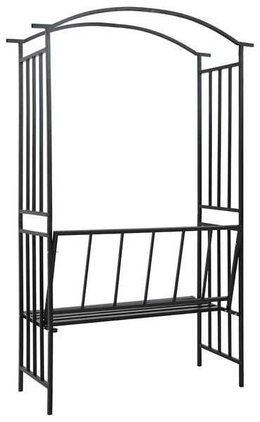 Fekete vas kerti boltív paddal 128 x 50 x 207 cm
