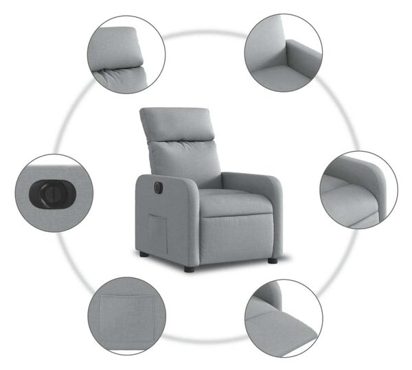 Elektromos Relax Fotel - Világosszürke Szövet