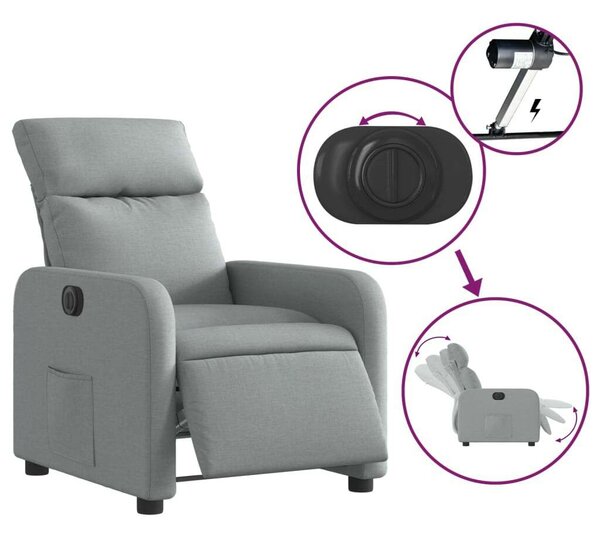 Elektromos Relax Fotel - Világosszürke Szövet