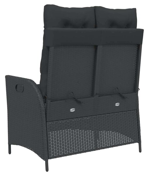 VidaXL Kertbútor - Dönthető Pad - Fekete Polyrattan - 2 személyes