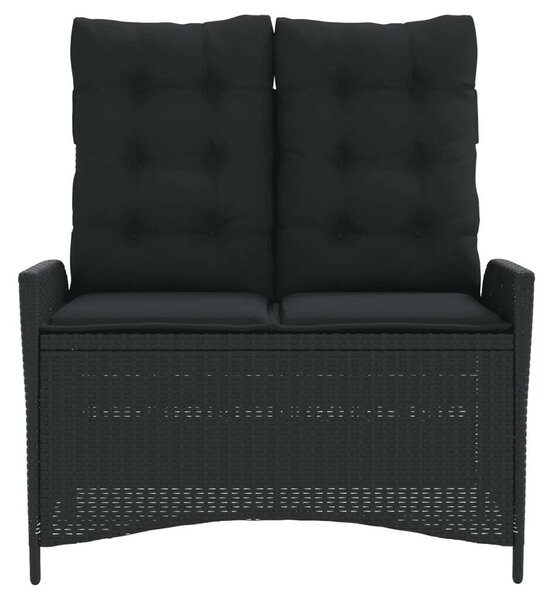 VidaXL Kertbútor - Dönthető Pad - Fekete Polyrattan - 2 személyes