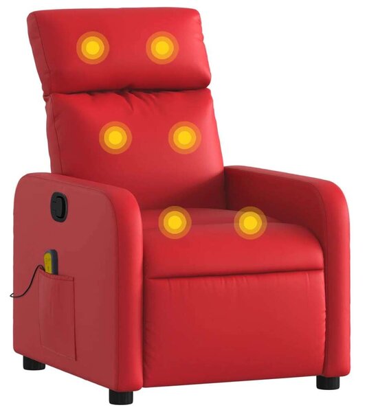 VidaXL piros műbőr dönthető masszázsfotel