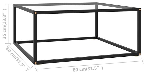 Fekete dohányzóasztal edzett üveggel 80 x 80 x 35 cm