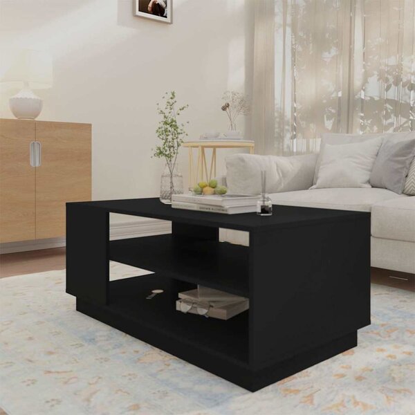 Fekete szerelt fa dohányzóasztal 102x55x43 cm