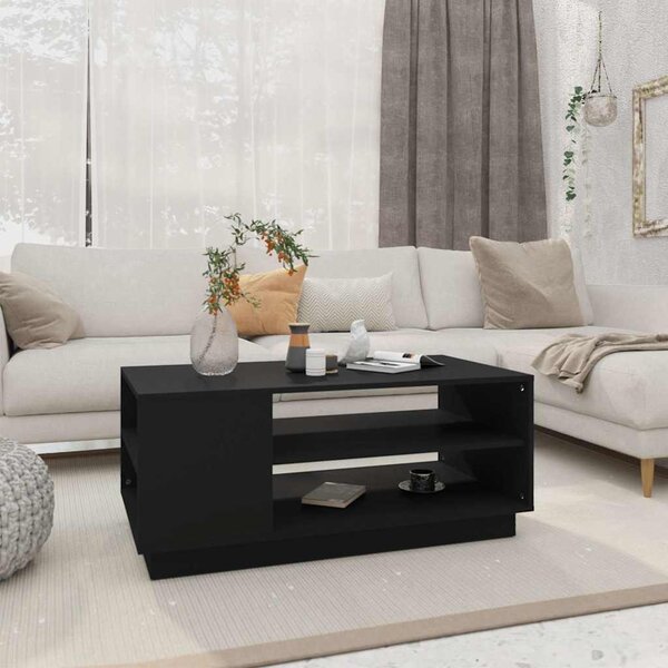 Fekete szerelt fa dohányzóasztal 102x55x43 cm