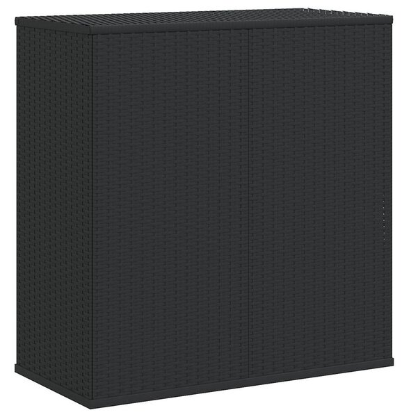 Fekete polyrattan kerti párnatartó doboz 100 x 49 x 103,5 cm