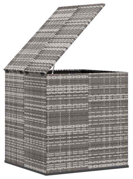 Szürke polyrattan kerti párnatartó doboz 100 x 97,5 x 104 cm
