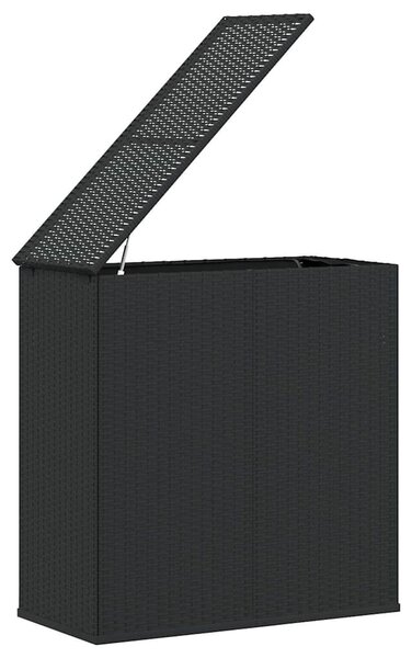 Fekete polyrattan kerti párnatartó doboz 100 x 49 x 103,5 cm