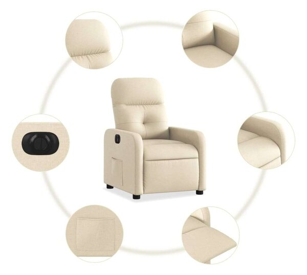 VidaXL Elektromos Relax Fotel - Krémszínű