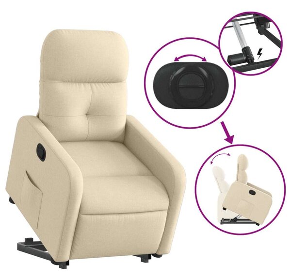 VidaXL Elektromos Emelő Fotel - Krémszínű