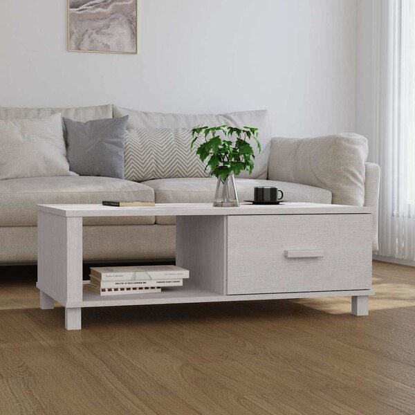 HAMAR fehér tömör fenyőfa dohányzóasztal 100 x 55 x 35 cm