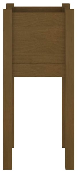 2 db mézbarna tömör fenyőfa kerti virágtartó 31 x 31 x 70 cm