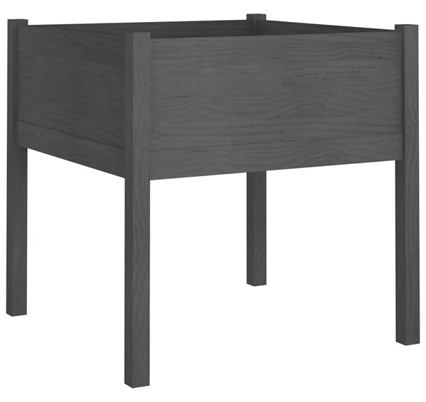 2 db szürke tömör fenyőfa kerti virágtartó 70 x 70 x 70 cm