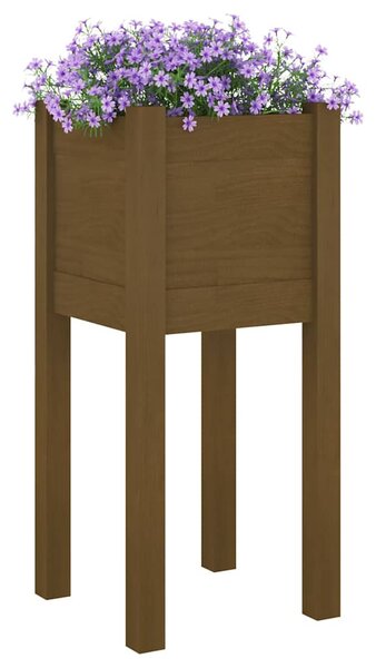 2 db mézbarna tömör fenyőfa kerti virágtartó 31 x 31 x 70 cm