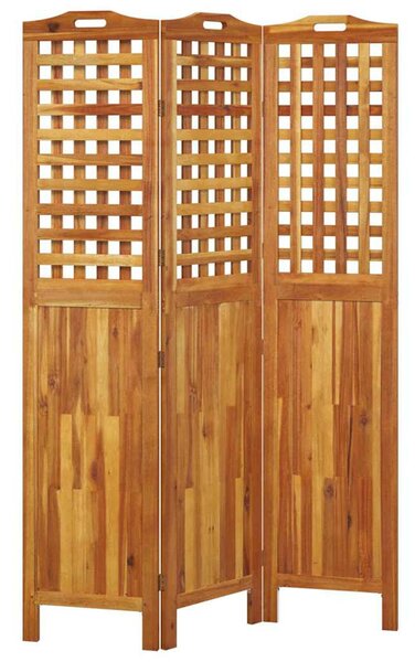 3 paneles tömör akácfa térelválasztó 121,5x2x180 cm