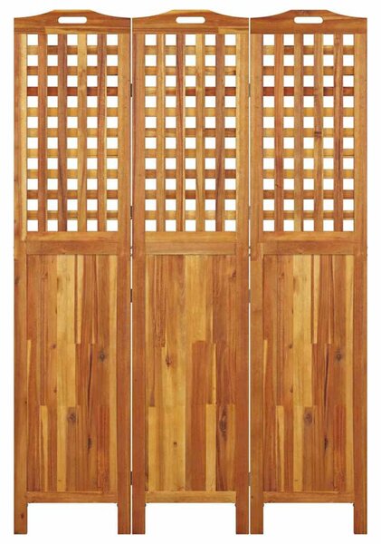 3 paneles tömör akácfa térelválasztó 121,5x2x180 cm