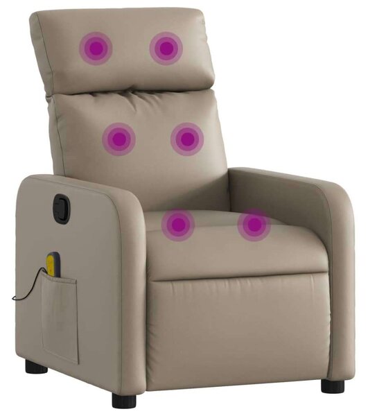 VidaXL kávészínű műbőr dönthető masszázsfotel