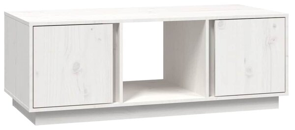 Fehér tömör fenyőfa dohányzóasztal 110x50x40 cm