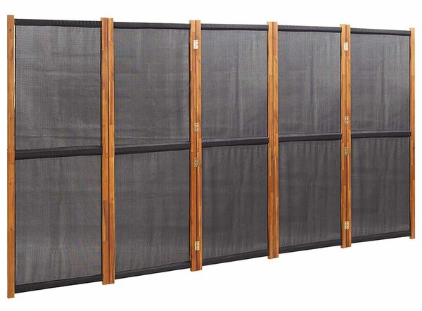 Fekete 5 paneles térelválasztó 350x180 cm