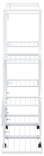 Fehér vas virágtartó állvány kerekekkel 94,5 x 24,5 x 91,5 cm