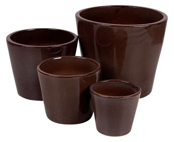 Singa Kerámia Virágcserép Szett - Barna - 4 db - 21-42x19-37cm