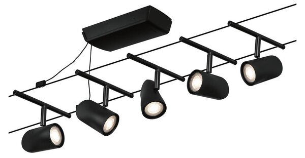 Paulmann Kupa kötélr., alapkészlet 5 fl. matt fek., Fekete, Folyosó, fém, Modern
