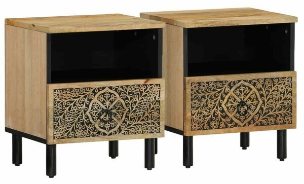 VidaXL Mangófa Éjjeliszekrény Szett - 2 db - 40x33x46 cm