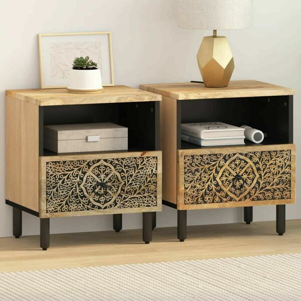 VidaXL Mangófa Éjjeliszekrény Szett - 2 db - 40x33x46 cm