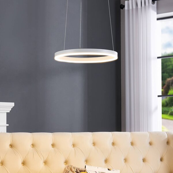 Arcchio Albiona LED lógó világítás, fehér, 1 gyűrű, Ø 40 cm, dimmelhető, Fehér / opál, Konyha, fém, Modern