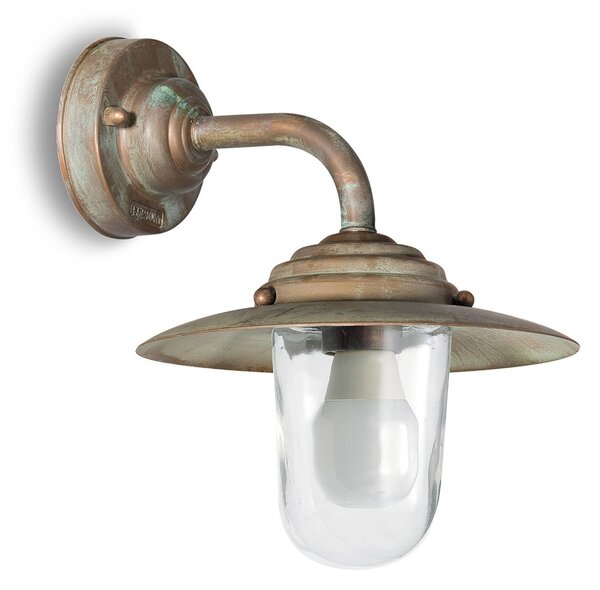 Moretti Luce Kültéri fali Chalet 26cm antik/tiszta s.réz, dimmelhető, Bronz / antik sárgaréz, Sárgaréz, Antik