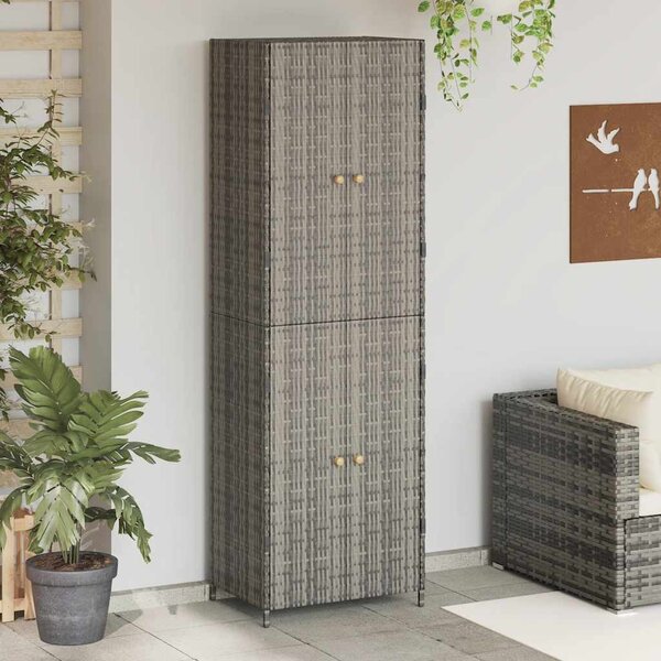 Szürke polyrattan kerti tárolószekrény 59 x 40 x 180 cm
