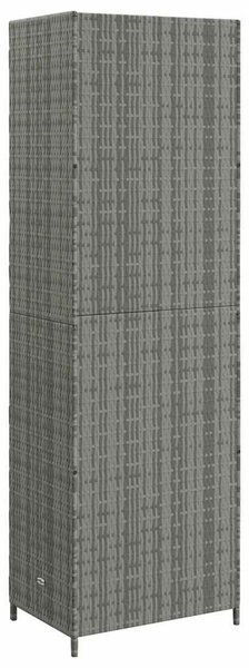 Szürke polyrattan kerti tárolószekrény 59 x 40 x 180 cm