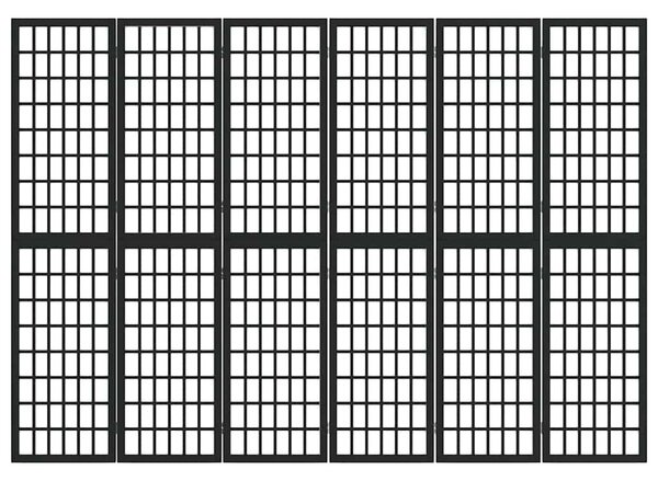 6 paneles fekete japán stílusú összecsukható paraván 240x170 cm