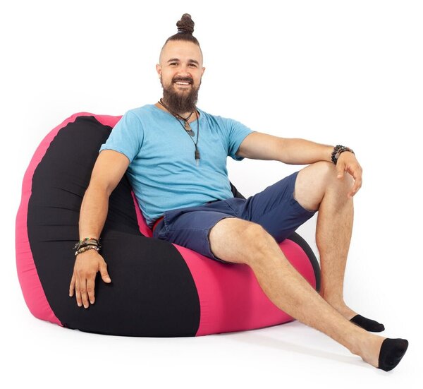 Fekete-Magenta Babzsákfotel - XXL
