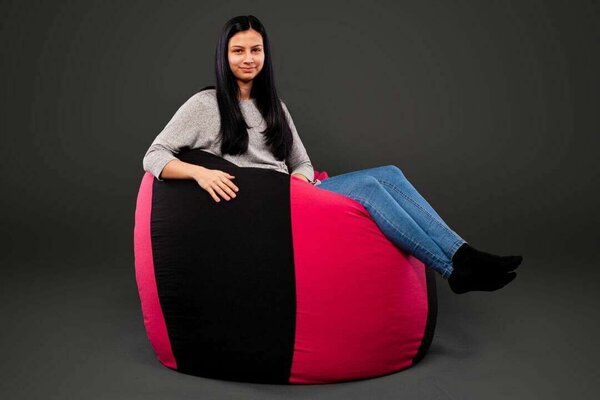 Fekete-Magenta Babzsákfotel - XXL