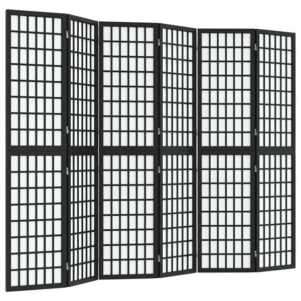 6 paneles fekete japán stílusú összecsukható paraván 240x170 cm