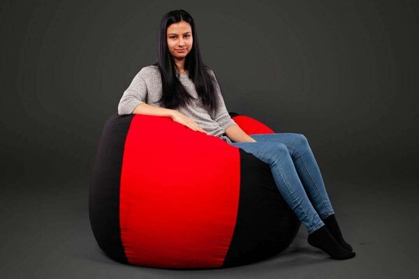Fekete-Piros XXL Babzsákfotel