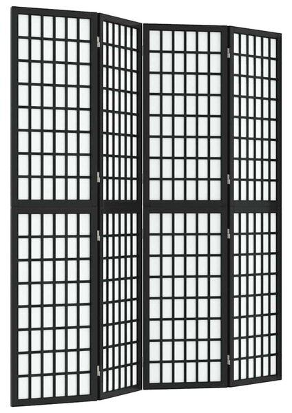 4 paneles fekete japán stílusú összecsukható paraván 160x170 cm