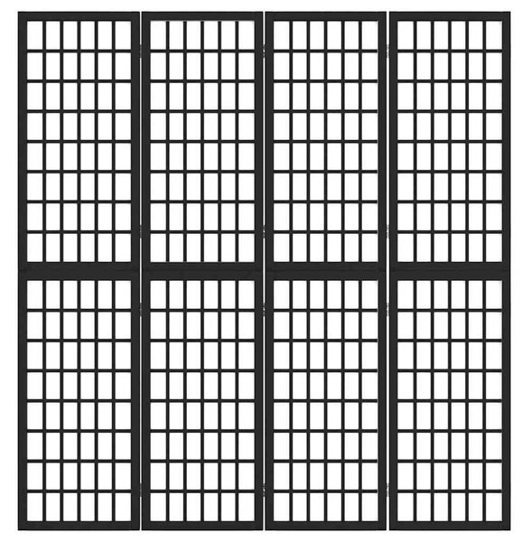 4 paneles fekete japán stílusú összecsukható paraván 160x170 cm