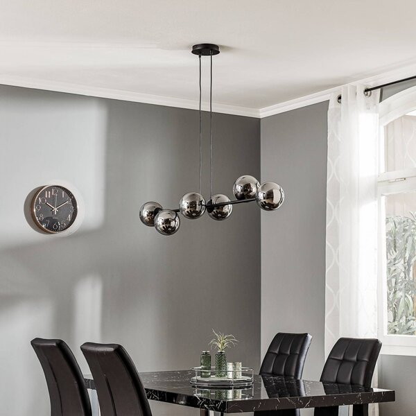 EMIBIG LIGHTING Lógó világítás Glassy, 6 izzós, fekete, grafit, üveg, 110cm, dimmelhető, Fekete, Nappali / Étkező, Üveg, Modern