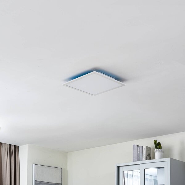 Lindby LED-es panel Enja, fehér, alumínium, 39,5 cm x cm, dimmelhető, Alu / szürke / cink, Dolgozószoba / Iroda, Alumínium, Modern