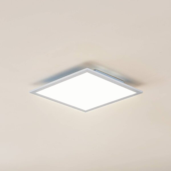 Lindby LED-es panel Enja, fehér, alumínium, 39,5 cm x cm, dimmelhető, Alu / szürke / cink, Dolgozószoba / Iroda, Alumínium, Modern
