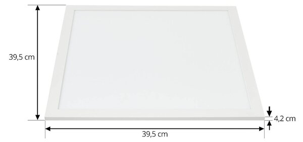 Lindby LED-es panel Enja, fehér, alumínium, 39,5 cm x cm, dimmelhető, Alu / szürke / cink, Dolgozószoba / Iroda, Alumínium, Modern