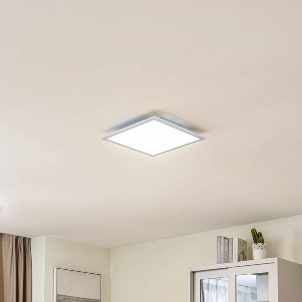 Lindby LED-es panel Enja, fehér, alumínium, 39,5 cm x cm, dimmelhető, Alu / szürke / cink, Dolgozószoba / Iroda, Alumínium, Modern