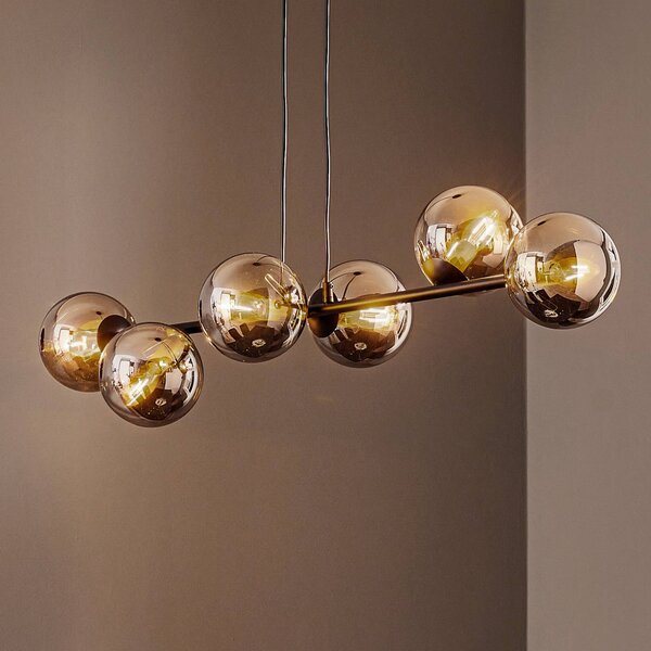 EMIBIG LIGHTING Lógó világítás Glassy, 6 izzós, fekete, grafit, üveg, 110cm, dimmelhető, Fekete, Nappali / Étkező, Üveg, Modern