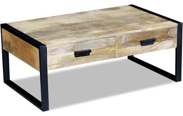 100x60x40 cm tömör mangófa dohányzóasztal 2 fiókkal