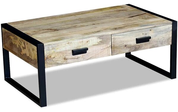 100x60x40 cm tömör mangófa dohányzóasztal 2 fiókkal