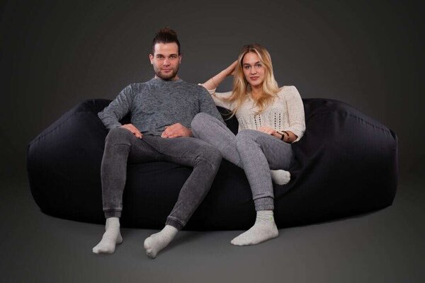 Relax Babzsák Kanapé - Fekete - 200x90x50 cm